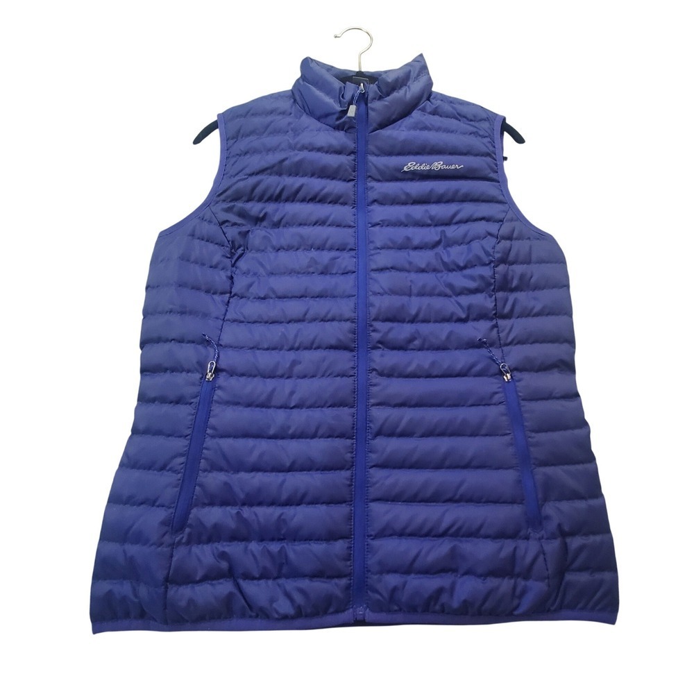 Eddie Bauer EB650 Purple Down Puffer Vest Womens Medium Full Zip Lightweight